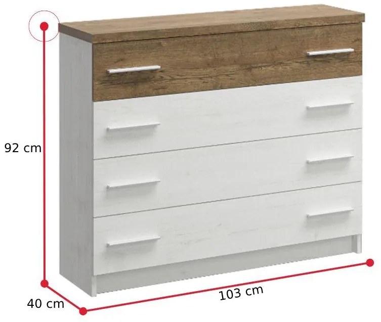 Supermobel Comoda MARKOS, 103x92x40, pin anderson/stejar