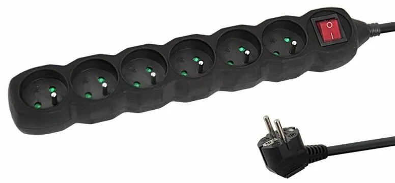 Prelungitor Esperanza ELK217K switch ON/OFF 6 prize 1.5m Negru