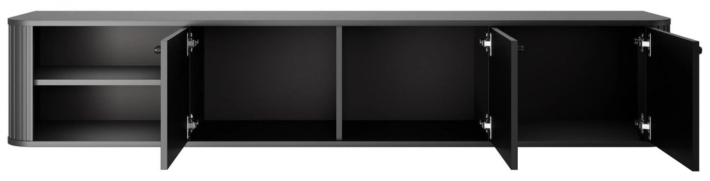 Comodă TV suspendată Vesper 187 cm cu 3 uși - negru / mânere negre