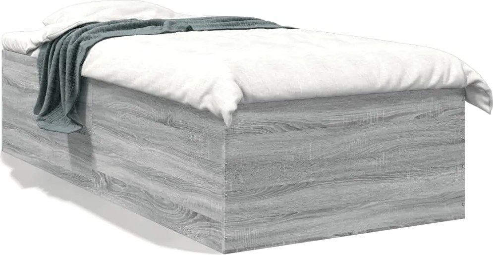 vidaXL Cadru de pat, gri sonoma, 90x200 cm, lemn prelucrat