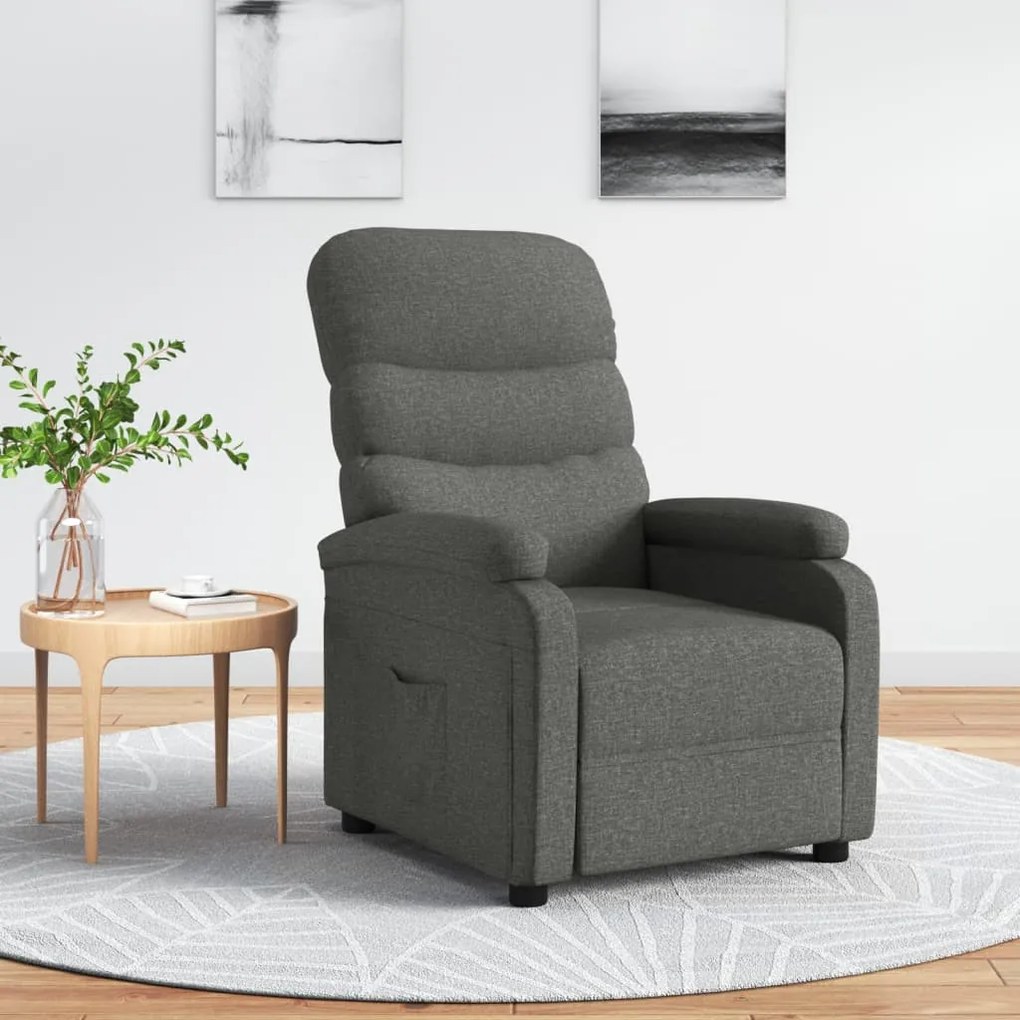 321217 vidaXL Fotoliu rabatabil, gri închis, material textil