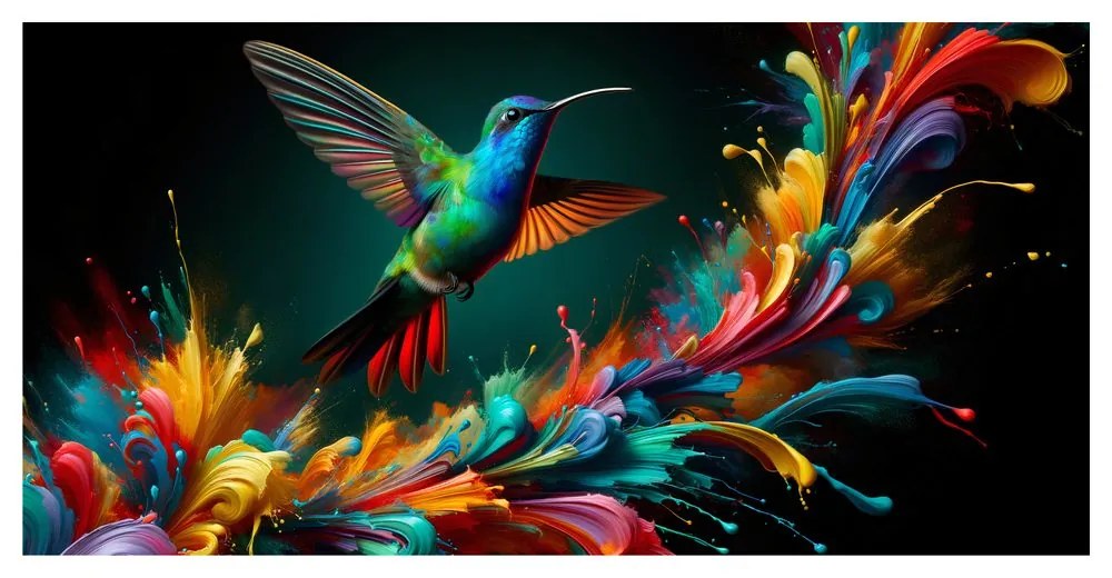 Tablou colibri și explozie de culori