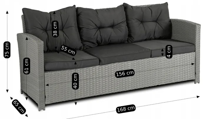 JAKS Mobilier ratan gri Colorado
