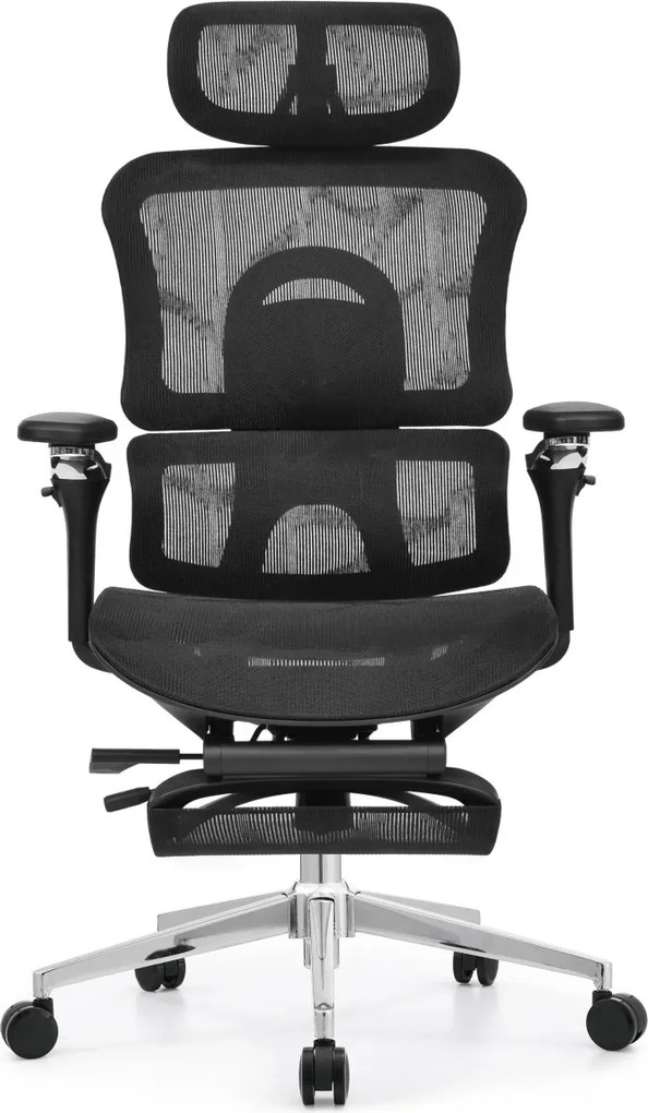 Scaun Ergonomic Premium ErgoFlex UltraMesh 5D cu Suport Lombar, Spătar Reglabil pe Înălțime, Șezut Translație, Reclinabil, Negru