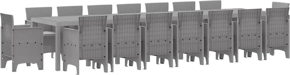 vidaXL Set de masă de grădină cu perne cu pernă 17 pcs Gri deschis PP