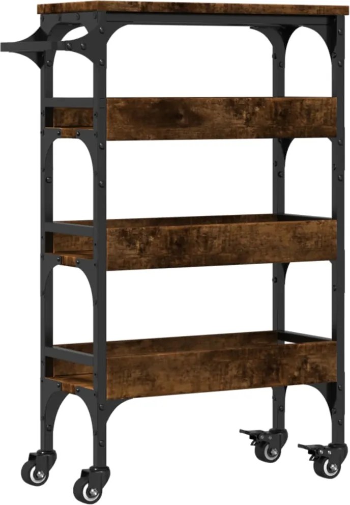 vidaXL Cărucior de bucătărie stejar fumuriu 53x20x76 cm lemn prelucrat