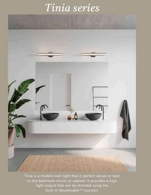 Aplica de perete baie LED Moodmaker IP44 Tinia 60 alb