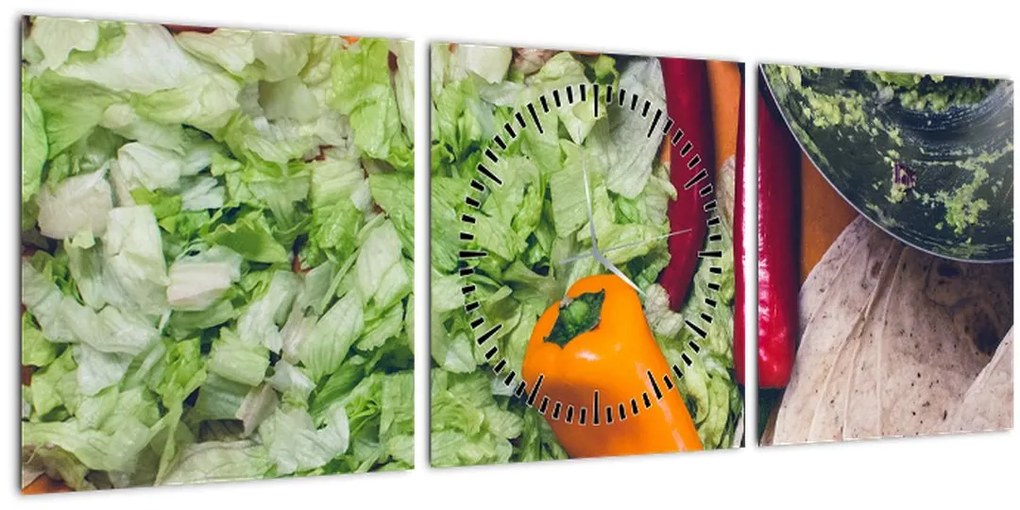Tablou cu legume (cu ceas) (90x30 cm)
