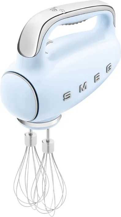 Mixer manual SMEG 50's Style HMF01PBEU, 250 W, 9 viteze, Functie Turbo, Afisaj LED, Timer, Accesorii, Albastru