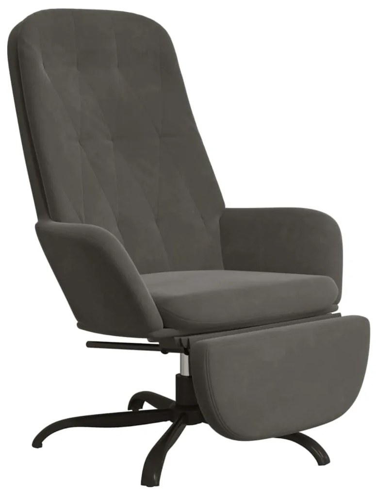 3097642 vidaXL Scaun de relaxare cu taburet, gri închis, catifea
