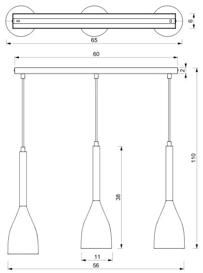 Lustră pe cablu MUZA 3xE27/60W/230V