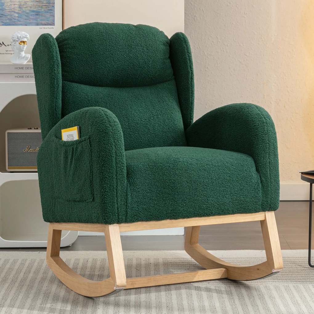 Scaun balansoar modern cu husă din material Teddy, Verde | Aosom Romania