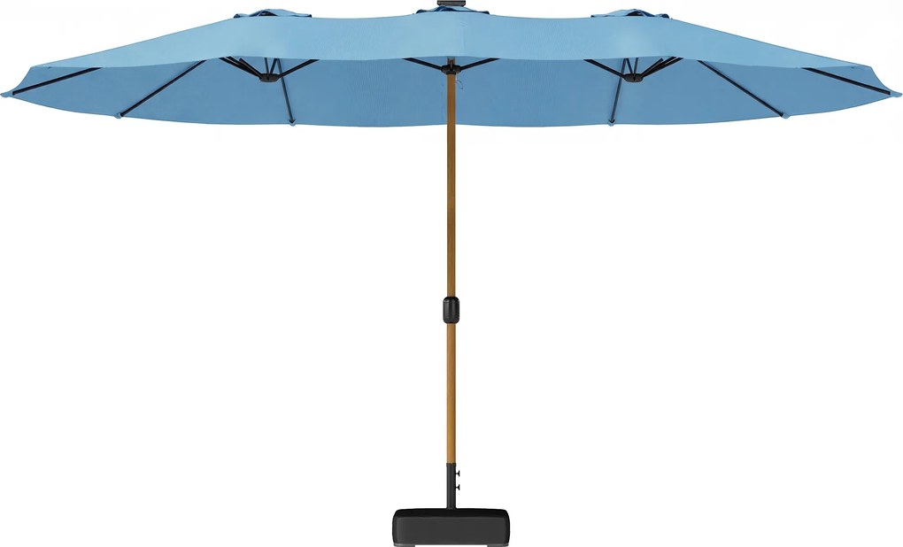 Outsunny Umbrelă de grădină dublă 5 x 3 m umbrelă de exterior cu bază inclusă, manivelă, protecție UV, albastru | Aosom Romania