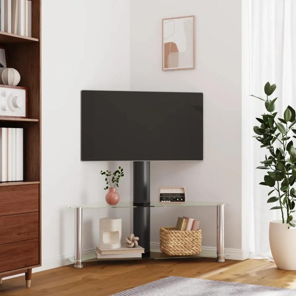 358171 vidaXL Suport TV de colț 2 niveluri pentru 32-70 inchi, negru/argintiu