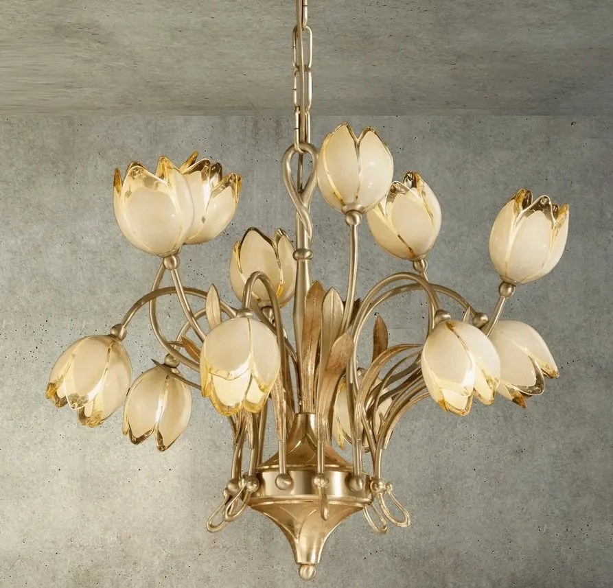 Candelabru 12 brate LUX realizat manual Tulipani