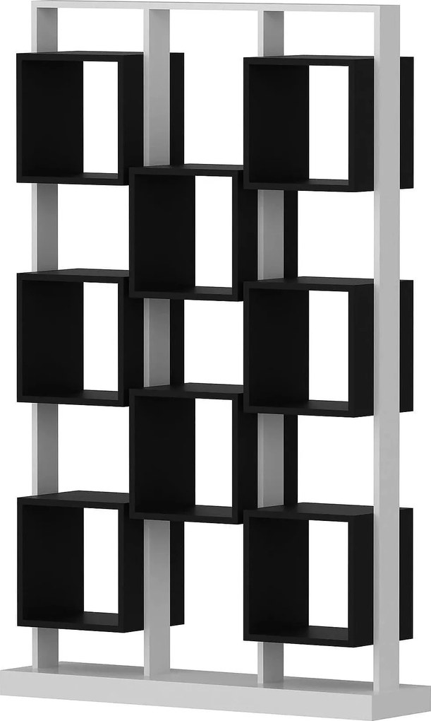 Biblioteca EDGE, alb/negru, PAL melaminat, 120x30x188 cm