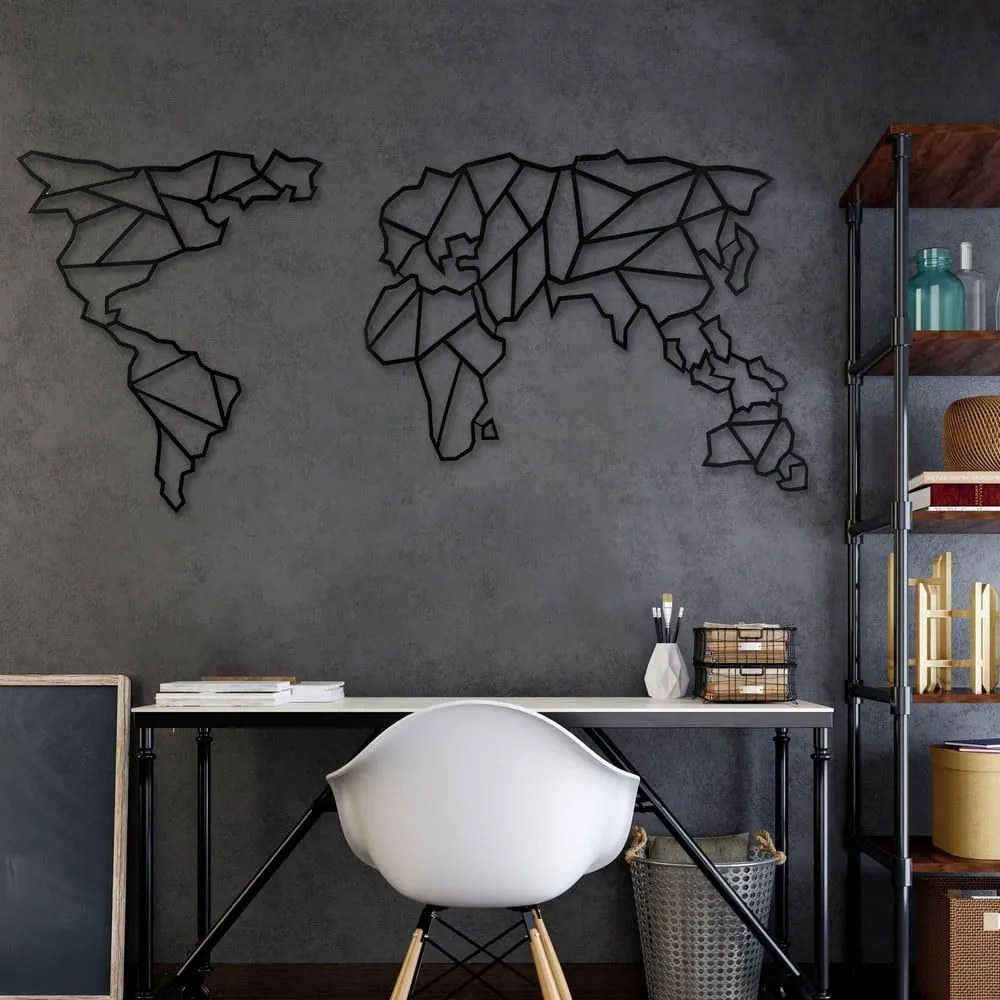 Decorațiune din metal pentru perete Map Of The World Clear, 85 x 170 cm