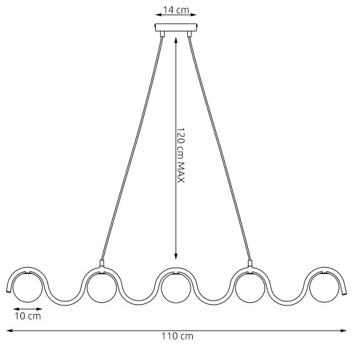 Lustră suspendată pe cablu SINUS 5xG9/8W/230V, negru