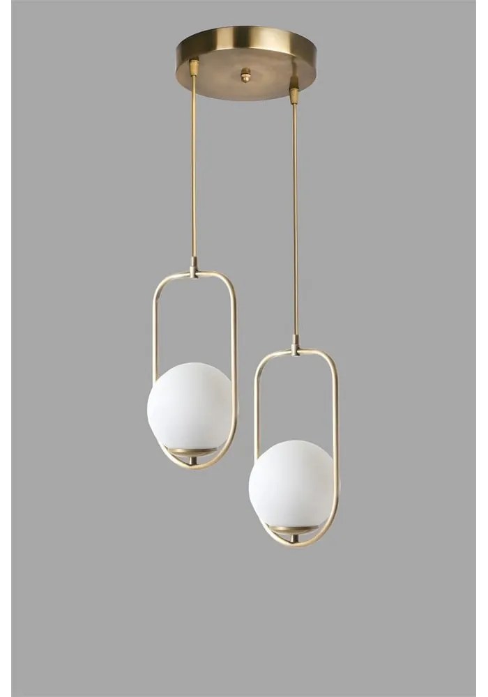 Lustră albă/aurie cu abajur din sticlă ø 25 cm Ahu – Opviq lights