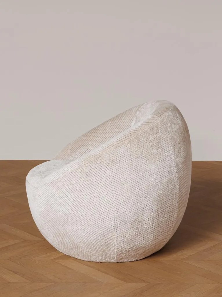 Fotoliu rotund, crem, din catifea, Gelato Vanilla