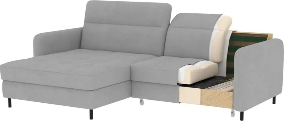 Colțar bej extensibil/cu spațiu de depozitare cu tapițerie din țesătură bouclé (cu colț pe partea dreaptă/cu șezlong) Gomsi – ELTAP