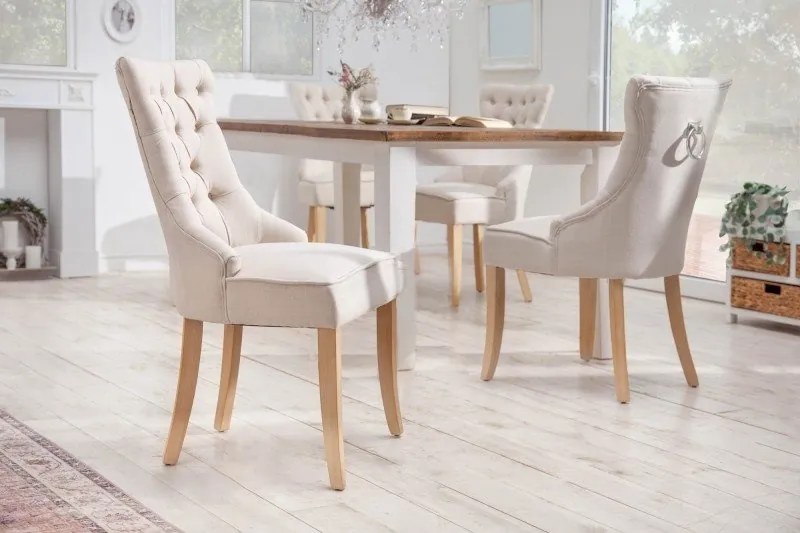 Set 2 scaune stil baroc Castle Leinen bej