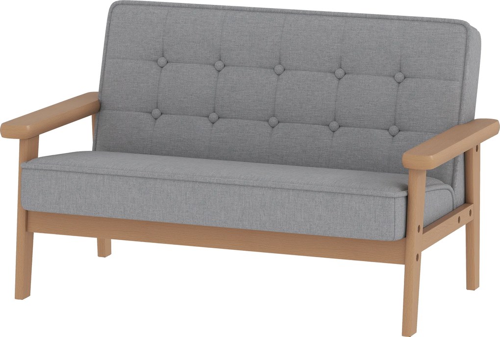 AIYAPLAY Fotoliu pentru copii, canapea cu cadru din lemn, aspect catifelat, tapițat, pentru copii 3-15 ani Gri | Aosom Romania