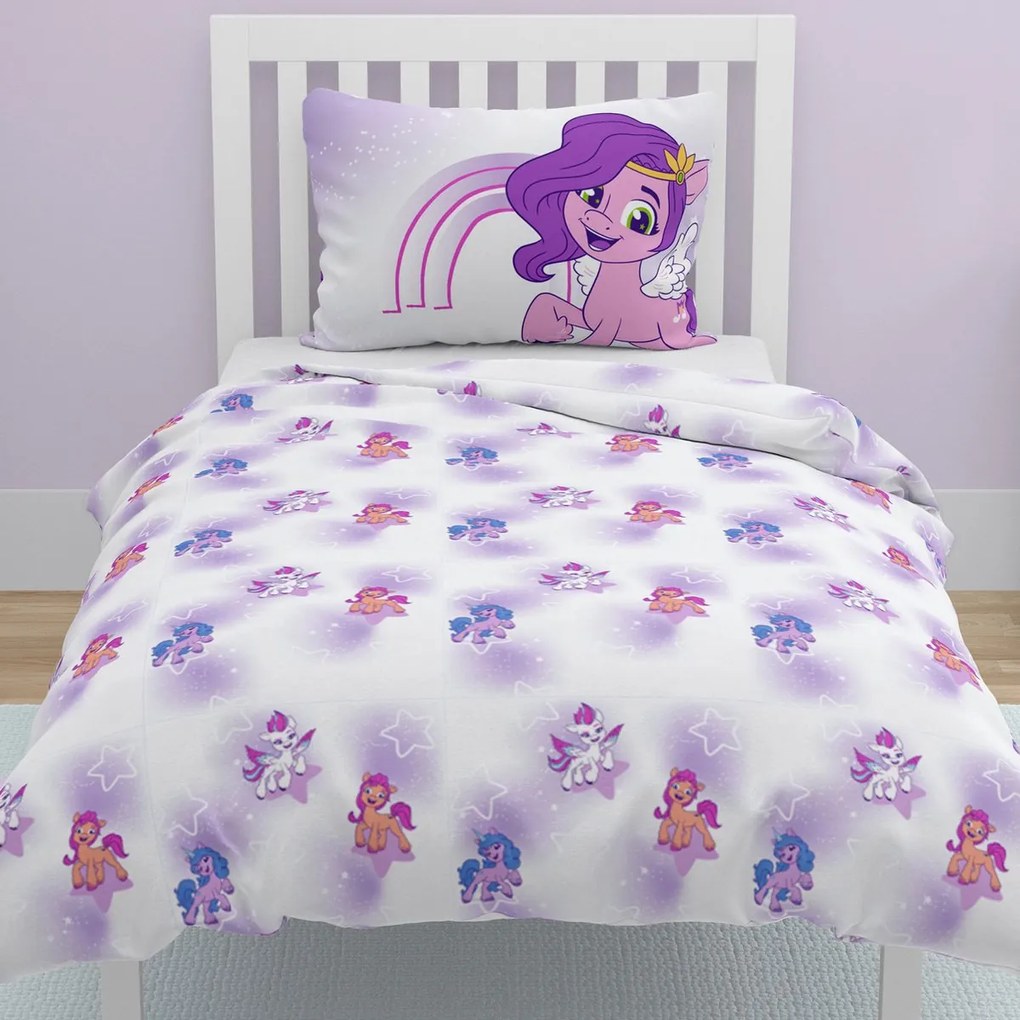 Lenjerie de pat din bumbac MY LITTLE PONY STARS alb pentru copii Dimensiune lenjerie de pat: 60 x 70 cm | 140 x 200 cm