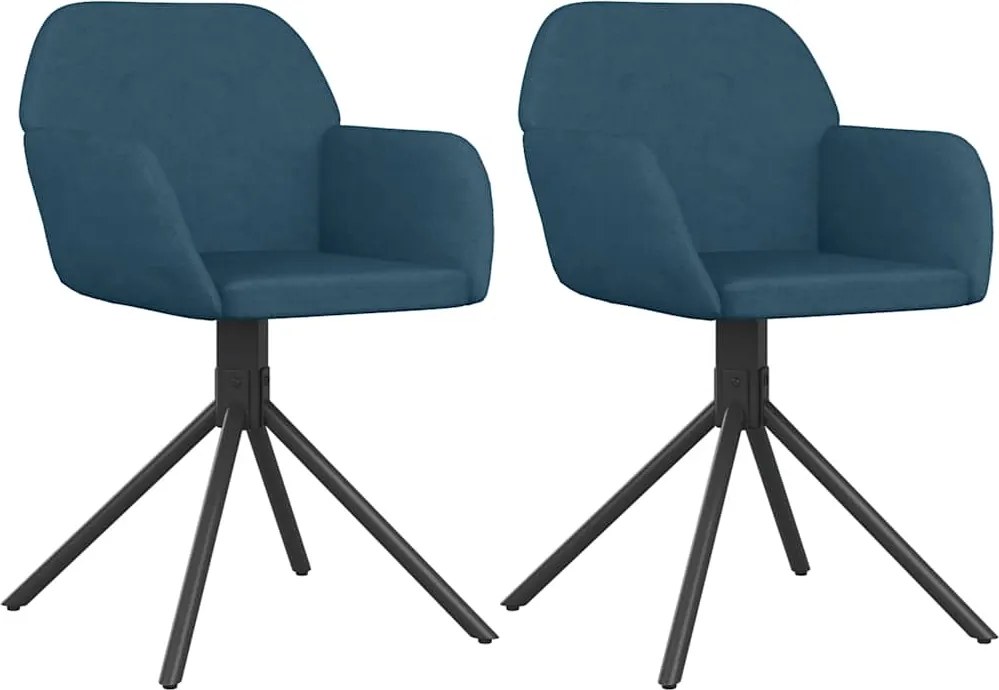 vidaXL Scaune de bucătărie pivotante, 2 buc., albastru, catifea