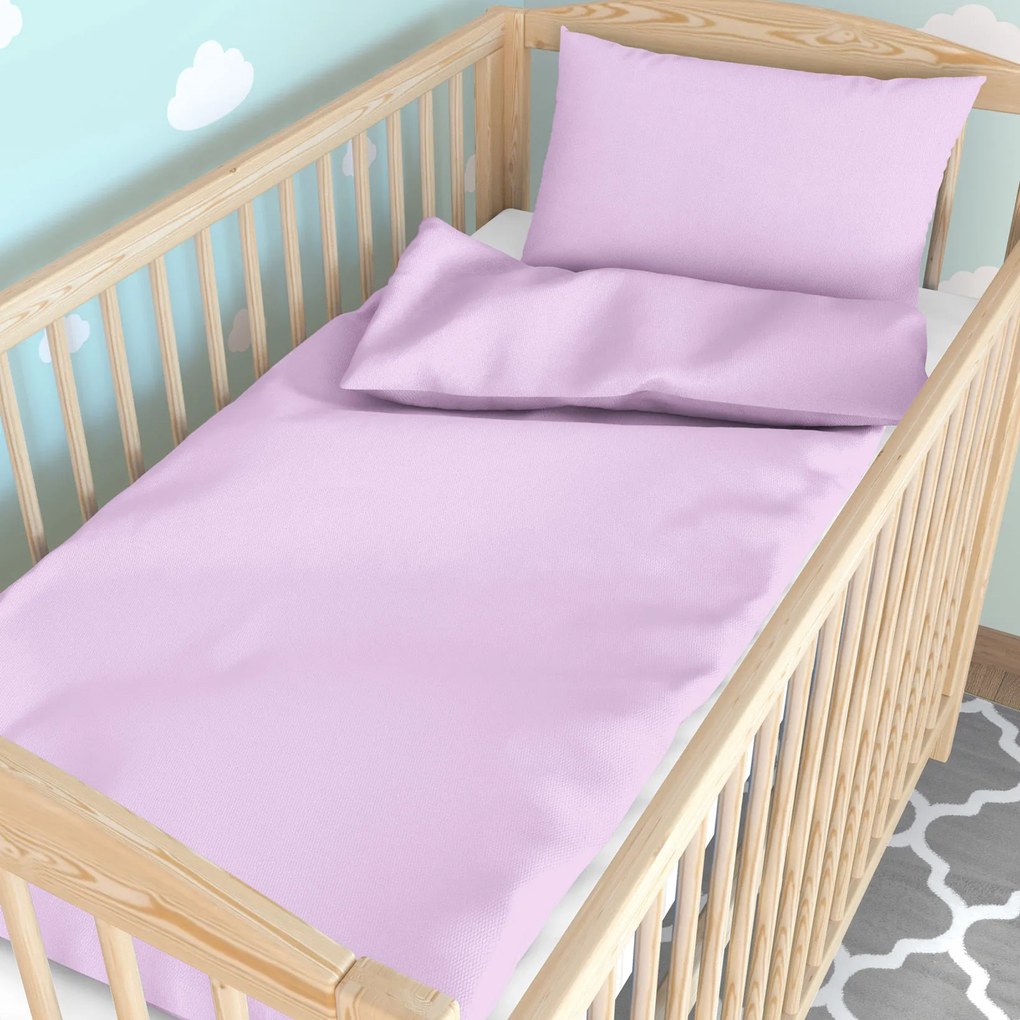 Goldea lenjerie pătuț din 100% bumbac - liliac 90 x 140 și 40 x 60 cm