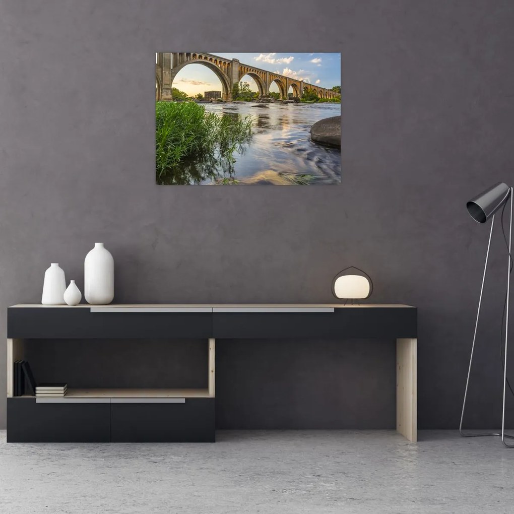 Tablou pe sticlă - Podul de cale ferată Richmond (70x50 cm)