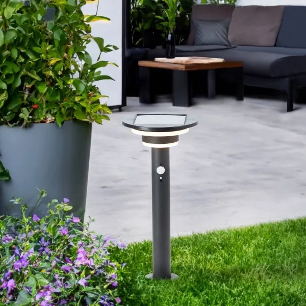 Lampă LED solară cu senzor Brilliant GARVINA LED/3W/3,7V 45 cm IP44 negru