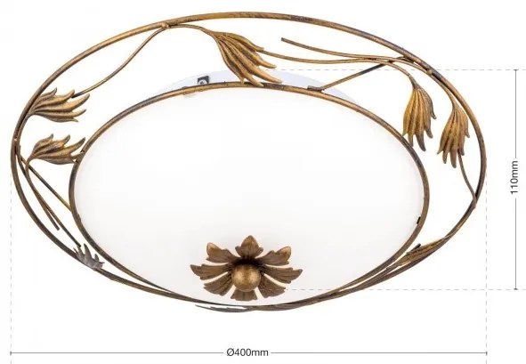 Plafoniera design rustic diametru 40cm Fleur DL 7-509/40 Antik OR