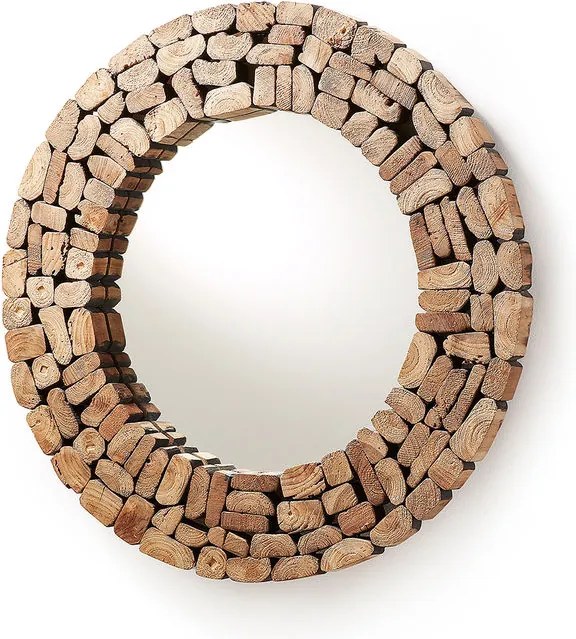 Oglinda rotunda din lemn 80 cm Ellipse La Forma