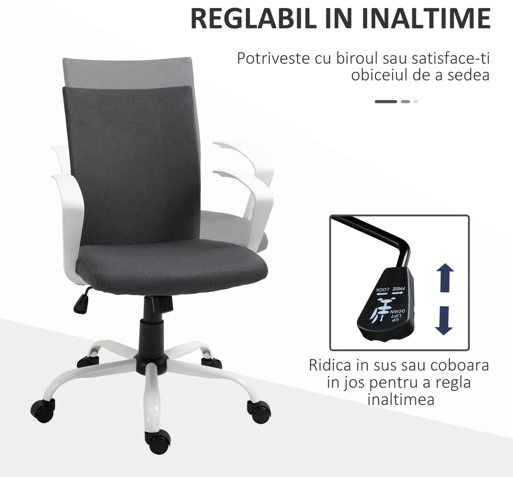 Vinsetto Scaun de Birou Ergonomic și Pivotant pentru Birou, Gri Închis | Aosom Romania