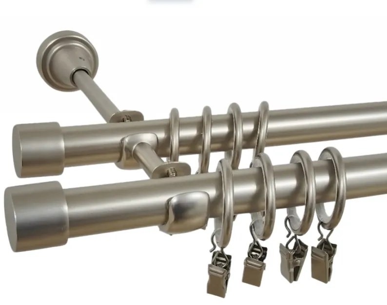Galerie dubla capacel 19/19 mm crom mat (Alege marime: 140 cm)