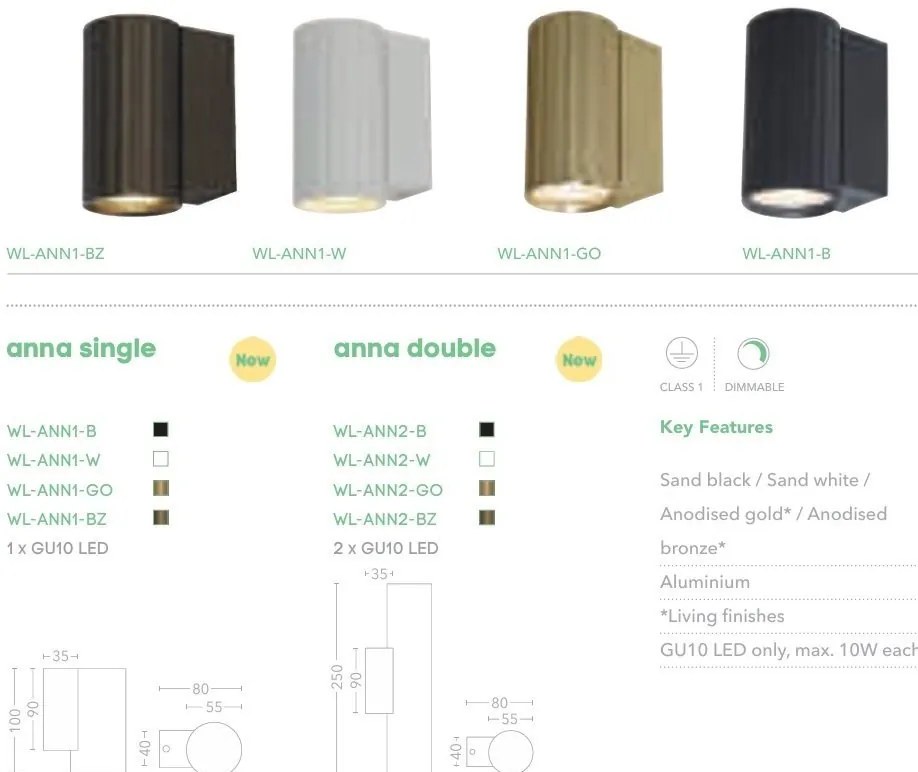 Aplica minimalista din aluminiu canelat Anna Wall 2 bronz