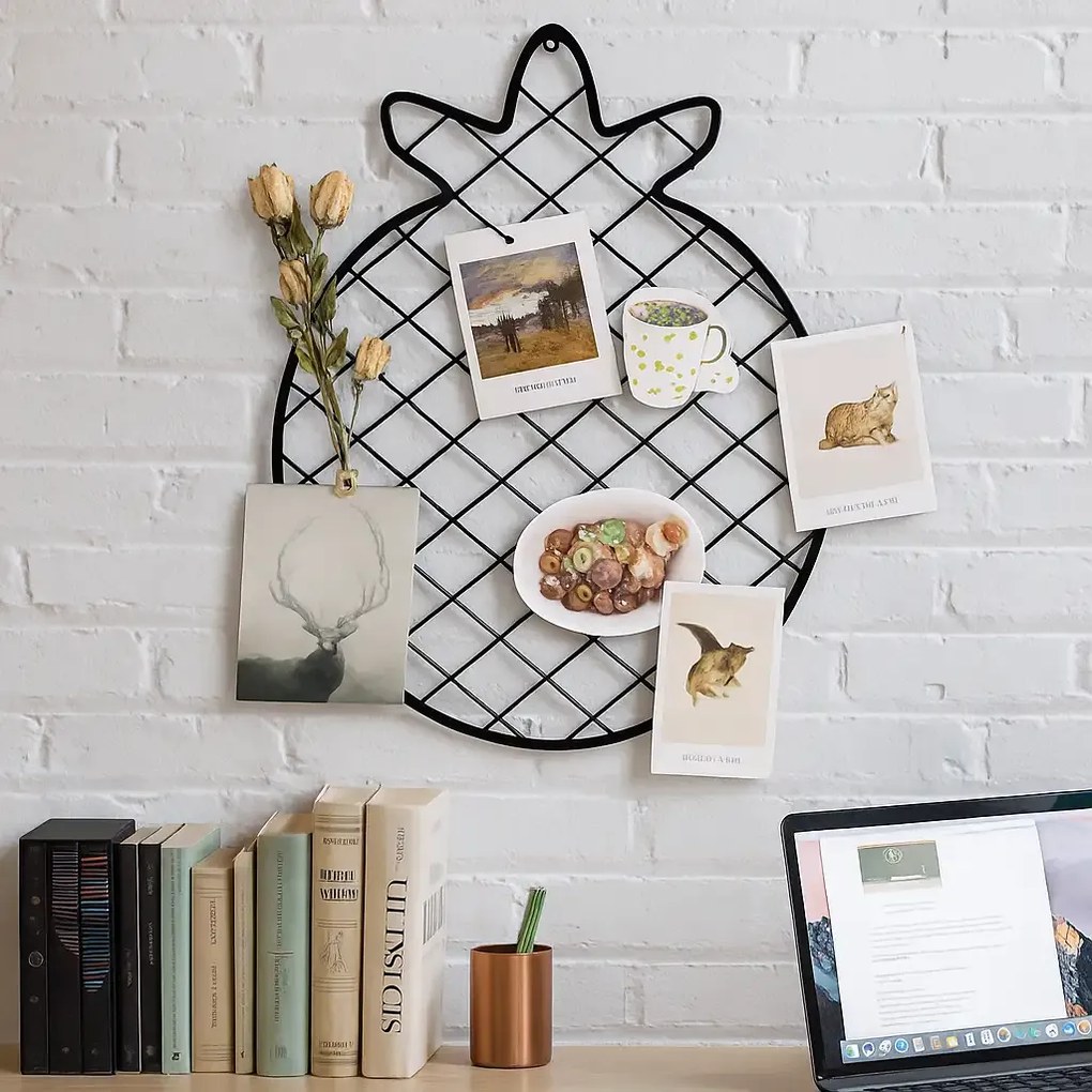 set 2 bucati Panou foto metalic , Ananas Homs, 47 x 36 cm, negru