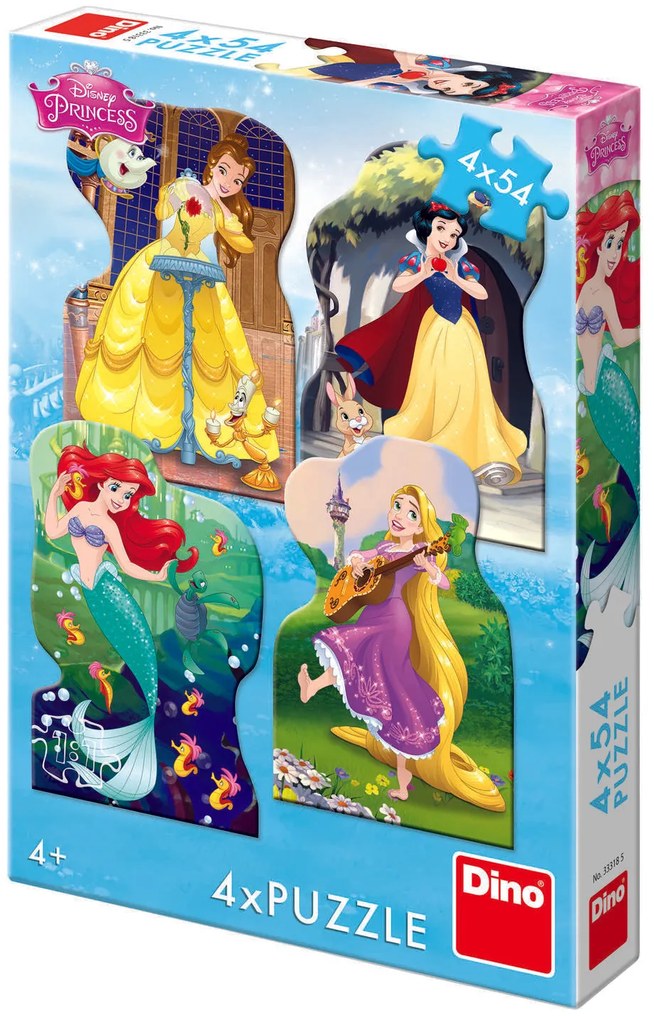 PUZZLE 4 IN 1 - PRINTESELE SI PRIETENI (4 X 54 PIESE) - DINO (333185)