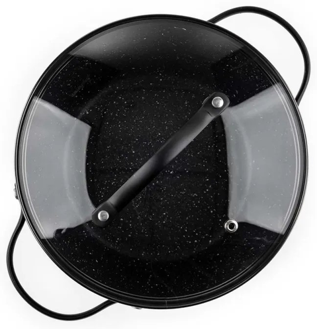 Cratiță Luigi Ferrero Symphony FR-2010, 20x10.5 cm, 2.6 l, Acoperire antiaderentă, Capac din sticlă cu gaură pentru abur, Mânere din oțel cu PVD, Inducție, Marmură neagră