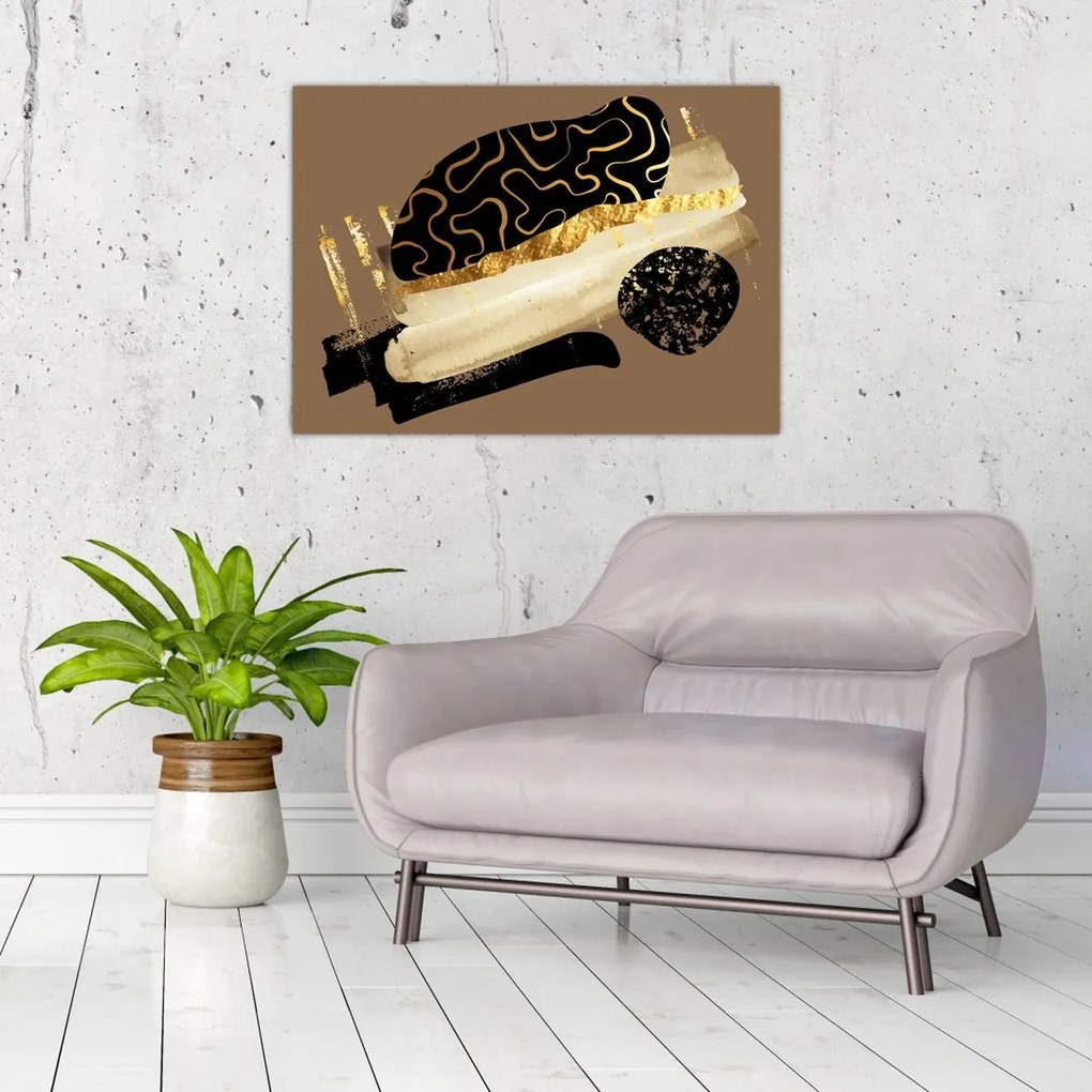 Tablou - Abstracție maro auriu N⁰3 (70x50 cm)