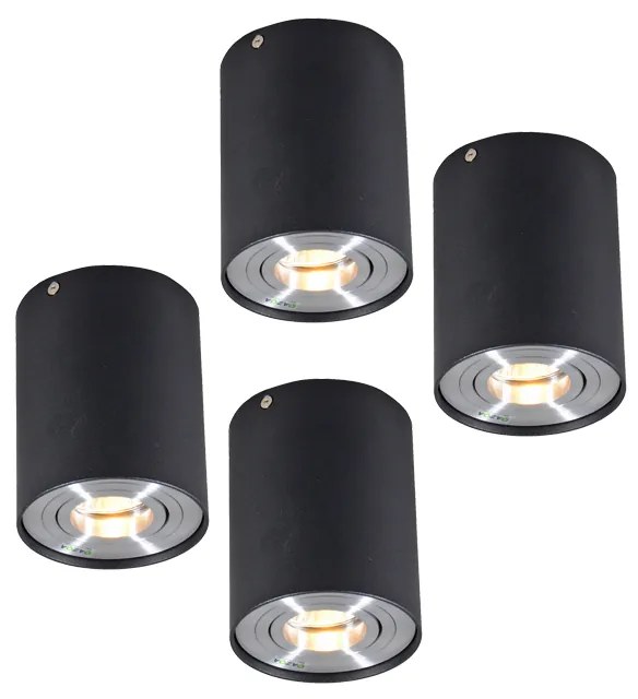 Set de 4 spoturi de plafon Rondoo Up negru