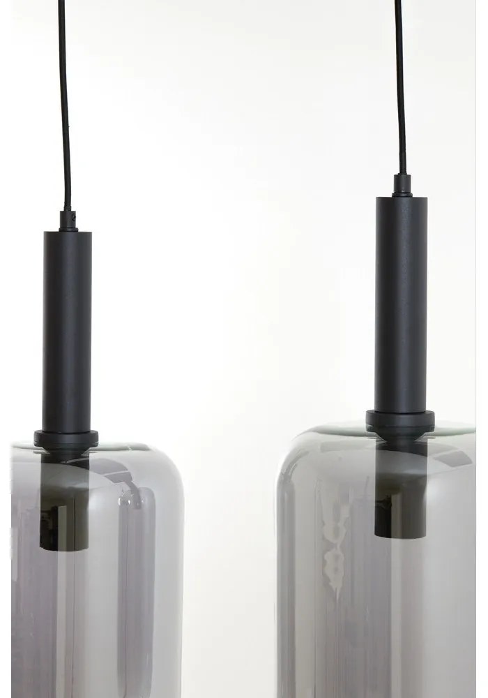 Lustră neagră cu abajur din sticlă 100x22 cm Lekar – Light &amp; Living