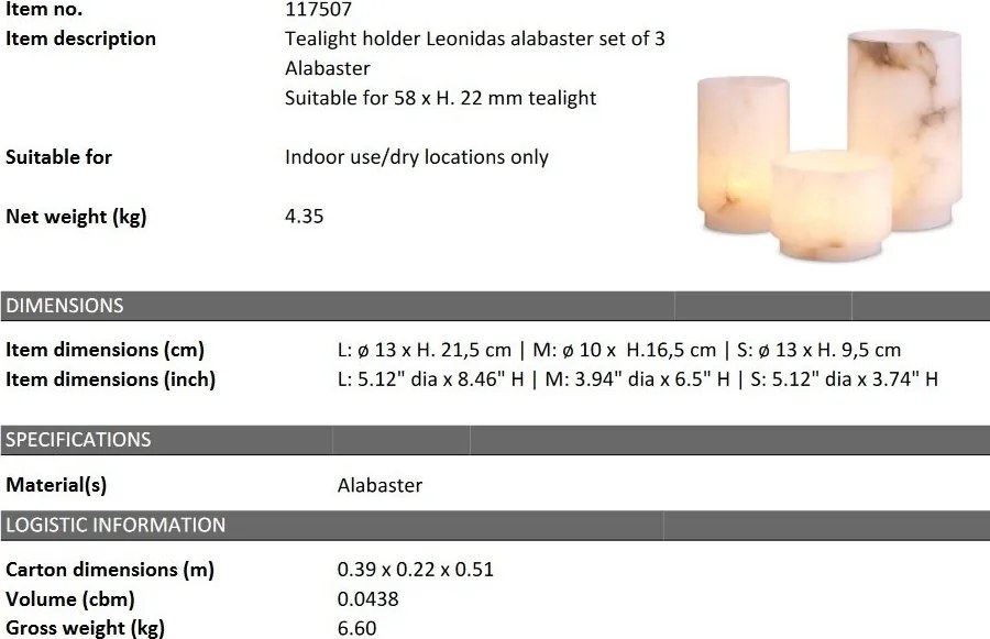 Set de 3 suport lumanare design LUX Leonidas