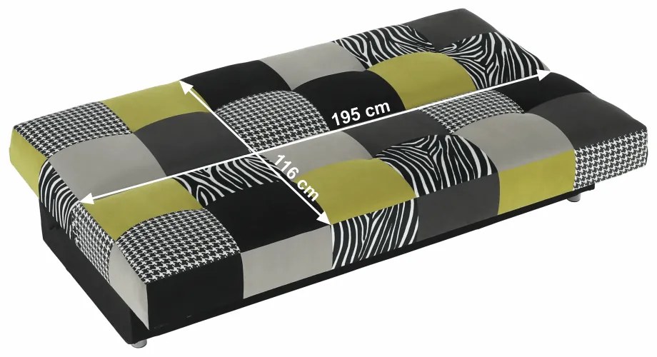 Canapea, textil verde gălbui/gri/negru, ALABAMA