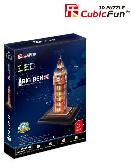 PUZZLE 3D LED BIG BEN 28 PIESE - CUBICFUN (CUL501H)