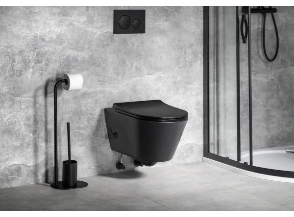 Sapho - Vas WC suspendat cu pulverizator bidet, ceramică, negru mat