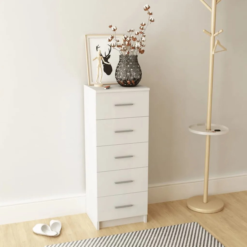 244890 vidaXL Comodă înaltă cu sertare din PAL 41x35x106 cm Alb