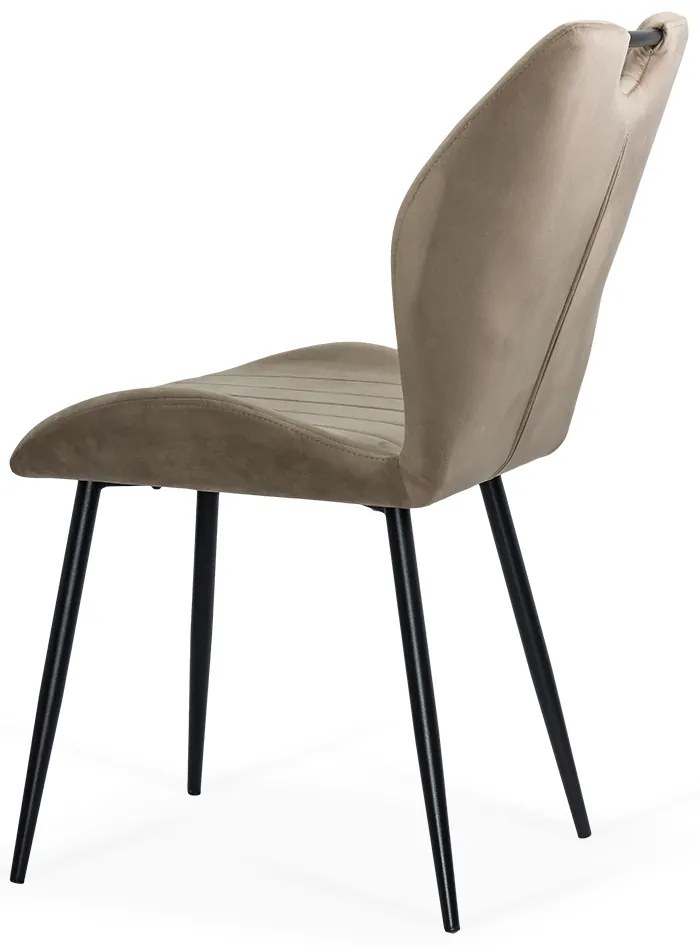 Scaun living bej din catifea cu cadru metalic si spatar ergonomic BUC 204