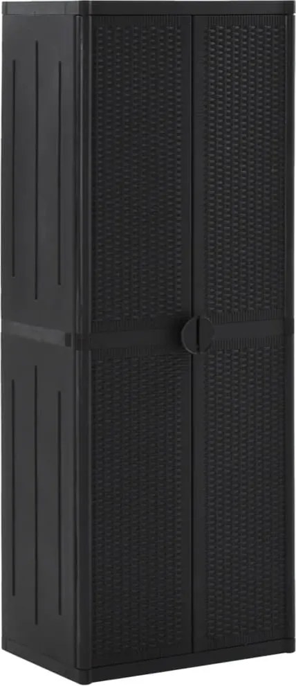 vidaXL Dulap depozitare de grădină, negru, 65x45x172 cm, PP ratan
